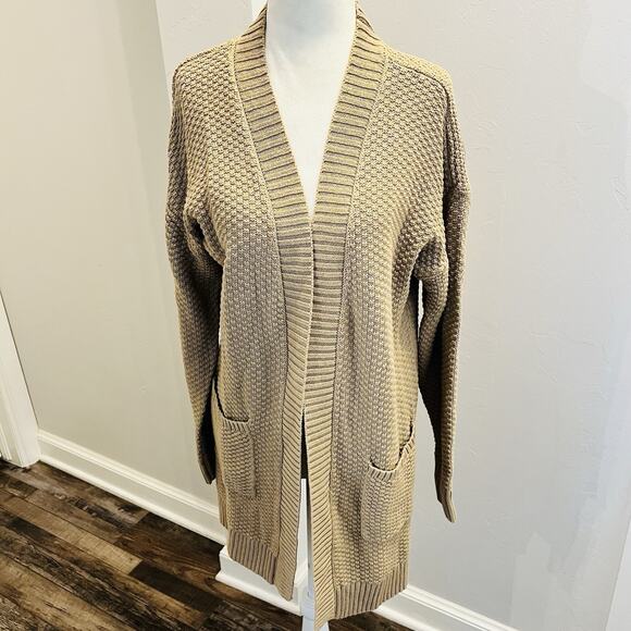 Gap Long Sleeve Open Front Cardigan Sweater Women’s Small Taupe Pockets (A0130) - Picture 1 of 7